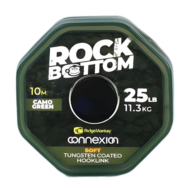 RidgeMonkey - Connexion Rock Bottom Tungsten Soft Coated Hooklink Camo Green 25lb