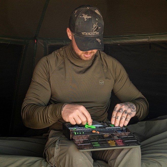 KORDA - Mock Neck Thermal LS Shirt Dark Olive