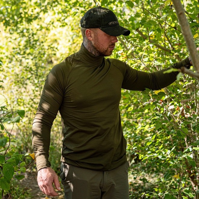 KORDA - Mock Neck Thermal LS Shirt Dark Olive
