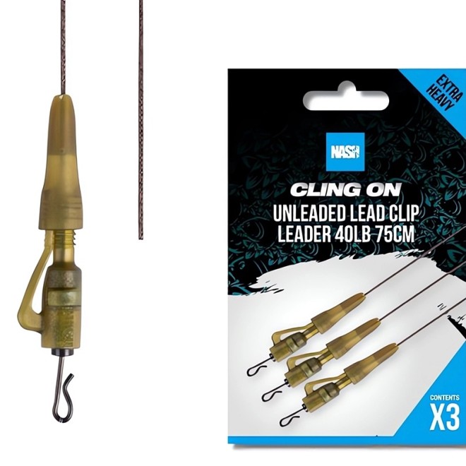 Nash - Ready Tied Unleaded Lead Clip Leader 75cm