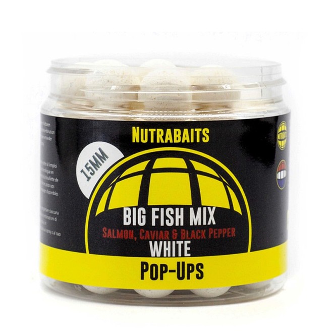 NUTRABAITS - Big Fish Mix Salmon, Caviar & Black Pepper White Pop Ups