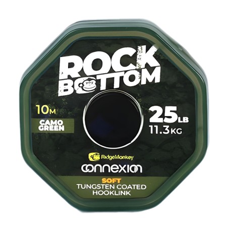 RidgeMonkey - Connexion Rock Bottom Tungsten Soft Coated Hooklink Camo Green 25lb